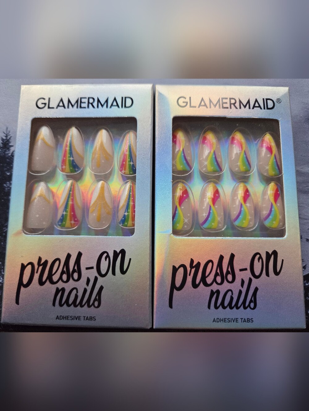 GLAMERMAID Press-On Nails - Rainbow Designs
